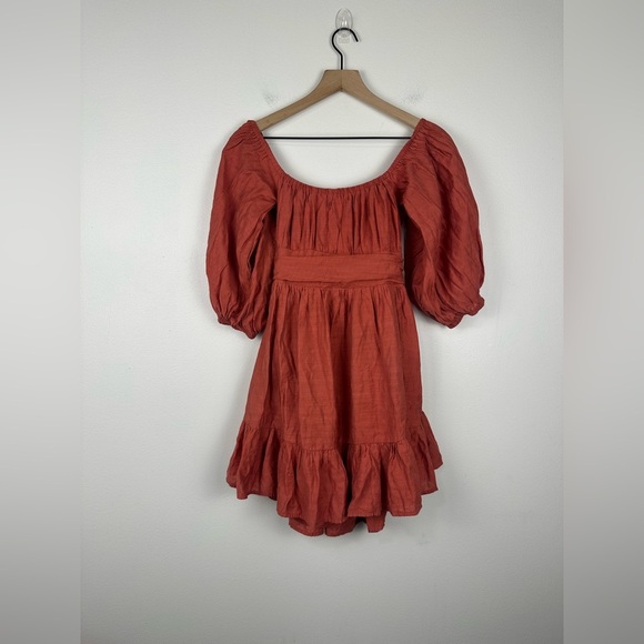 Hello Molly Ruched Ruffle Tie Back Flowy Mini Dress Women’s Sz S - Picture 7 of 9